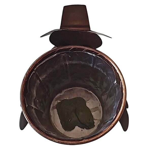 Flowers Turkey Metal Flower Pot with Plastic Insert 11" Tall x 7" Diameter - Picture 6 of 6